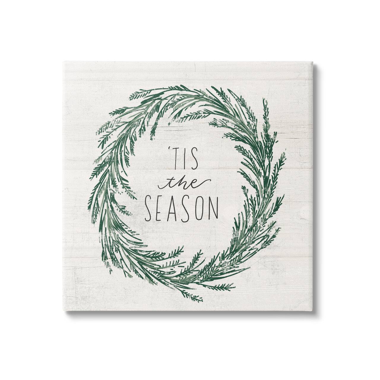 Stupell Industries Tis The Season Holiday Wreath Canvas Wall Art